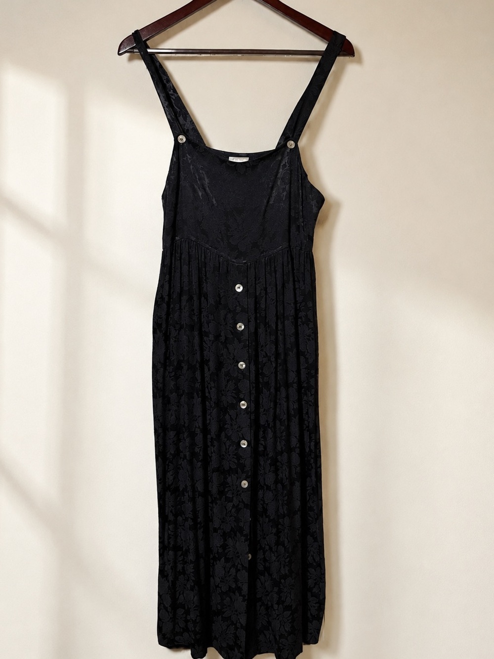 Moda International Black Tonal Jacquard Button Maxi Dress